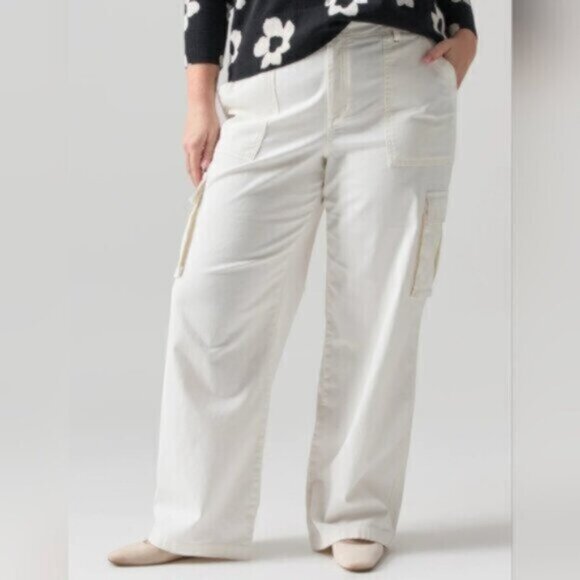 Anthropologie Reissue Cargo Standard Rise Pant Powdered Sugar Size 18 - Picture 2 of 12